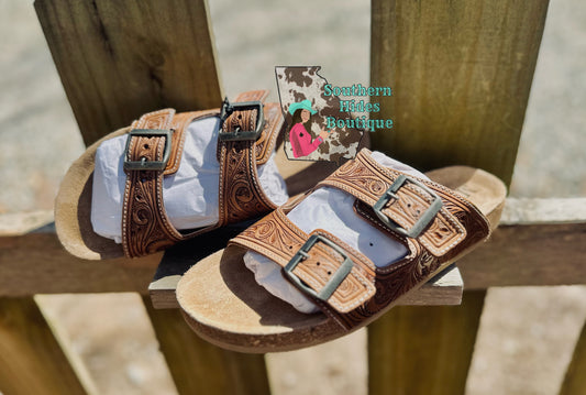 Tooled Leather Sandals