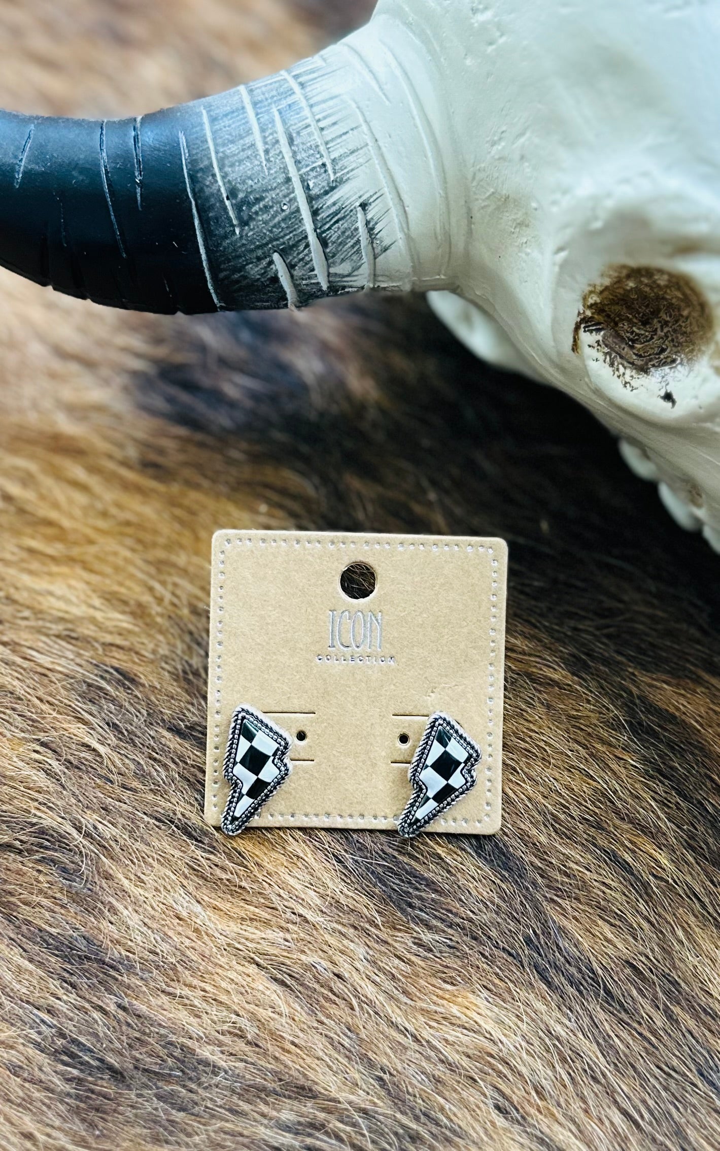 Checkered Bolt Earrings