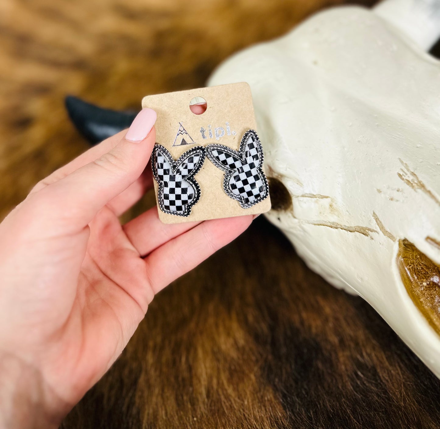 Checkered Bunny Earrings