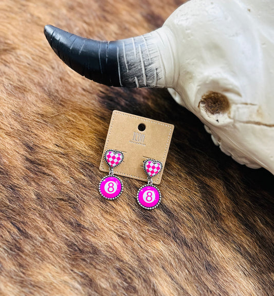 Pink 8 Ball Earrings