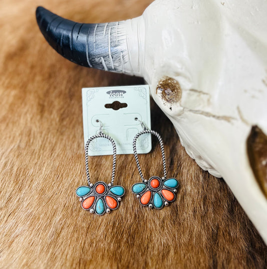 Orange and Turquoise Earrings