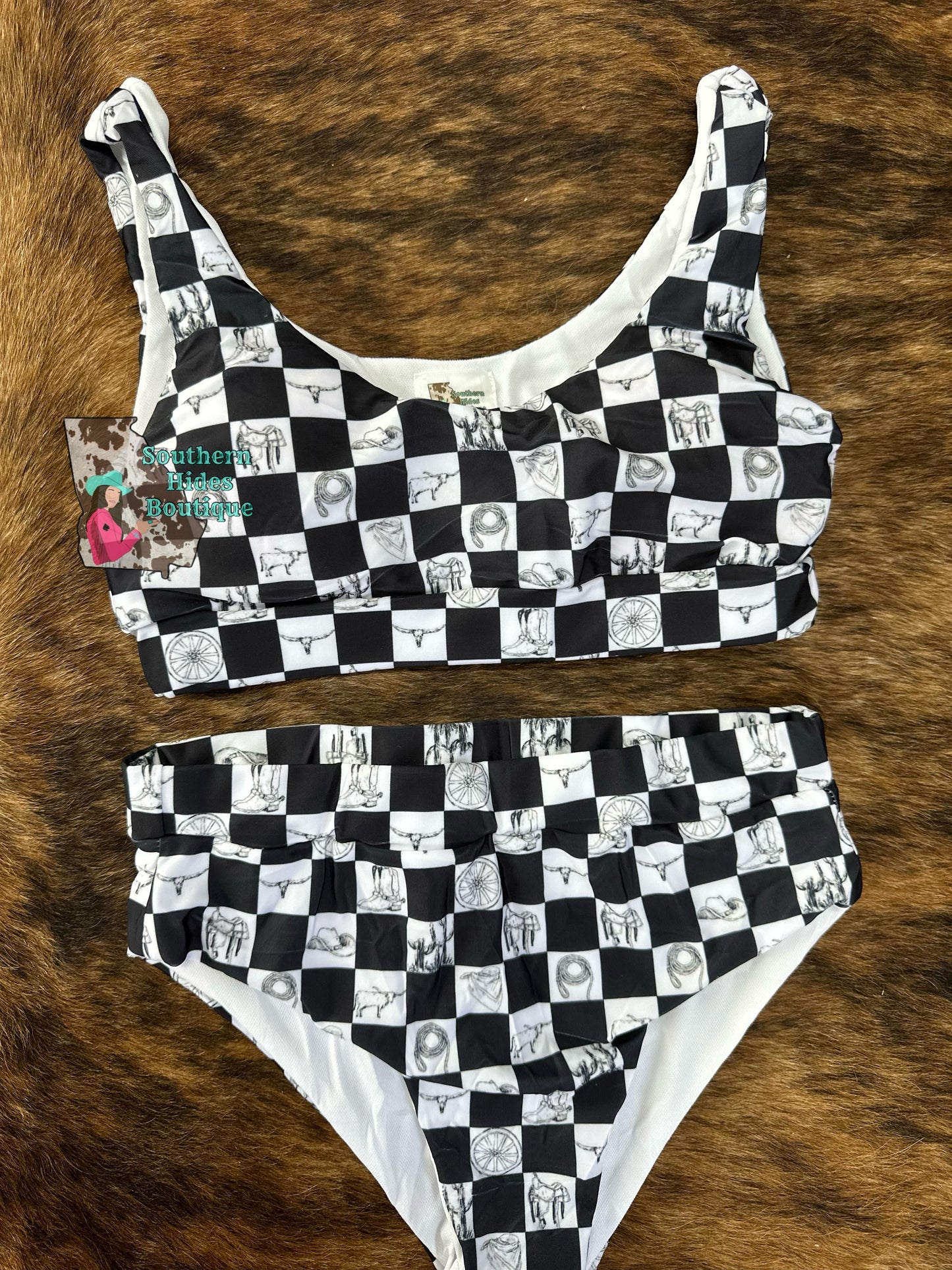 Women’s Western Checkered Swim Suit