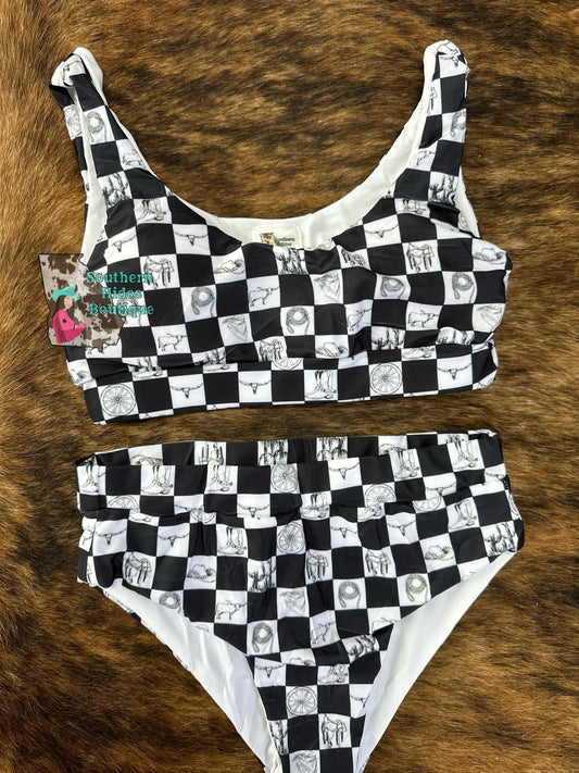 Women’s Western Checkered Swim Suit